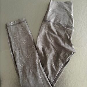 lululemon athletica NWOT align leggings embossed logo motif pattern black size 4